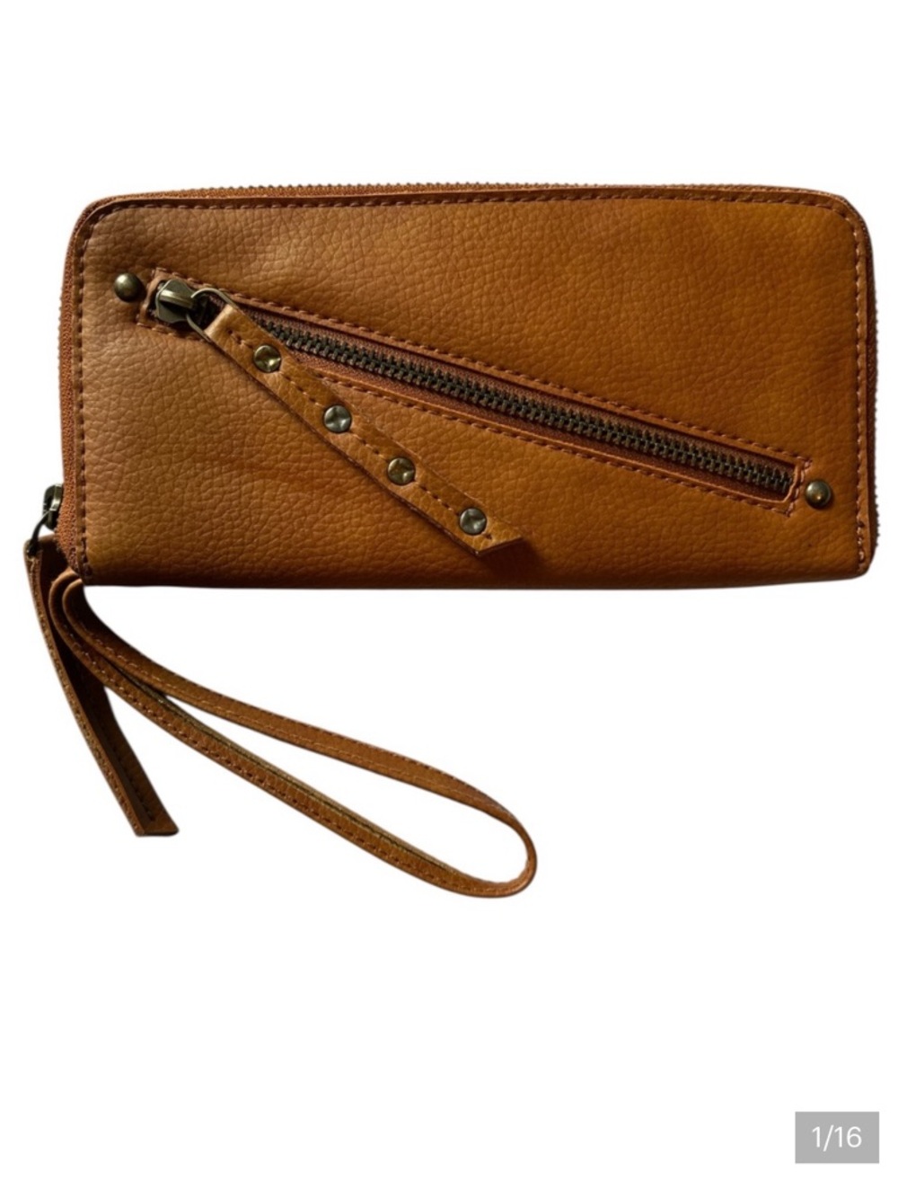 Free People Brown Distressed Vegan Leather Wallet Wristlet